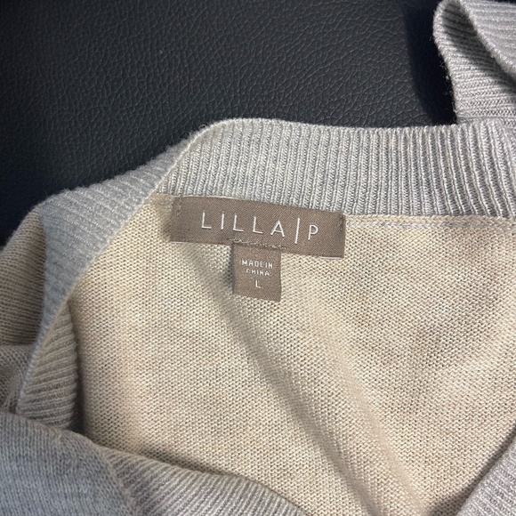 Lilla|P Red and Gray V Neck Sweater - Size L - Picture 9 of 10